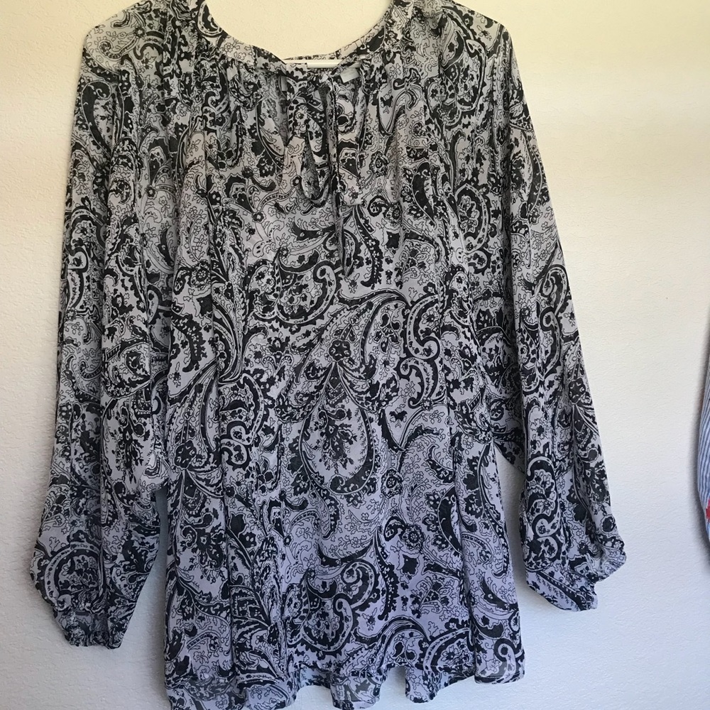 NY&C Tie Neck Paisley Blouse